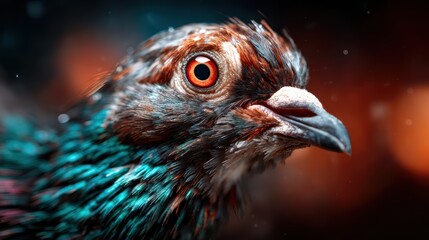 An exquisite close-up shot of a bird with vibrant colors and detailed feathers, capturing the essence of nature's beauty and the awe-inspiring diversity of wildlife.