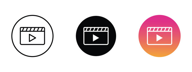 Fototapeta premium reels icon set vector. Board clap for video clip scene start. isolated on white background eps.10