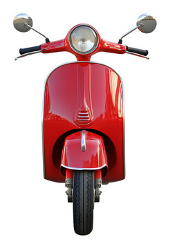 Red Scooter Motor Front View Isolated on Transparent Background PNG
