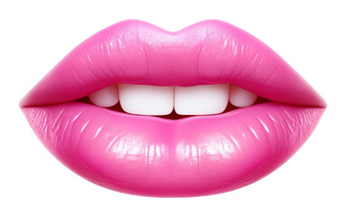 Pink Glossy Lips Isolated on Transparent Background PNG
