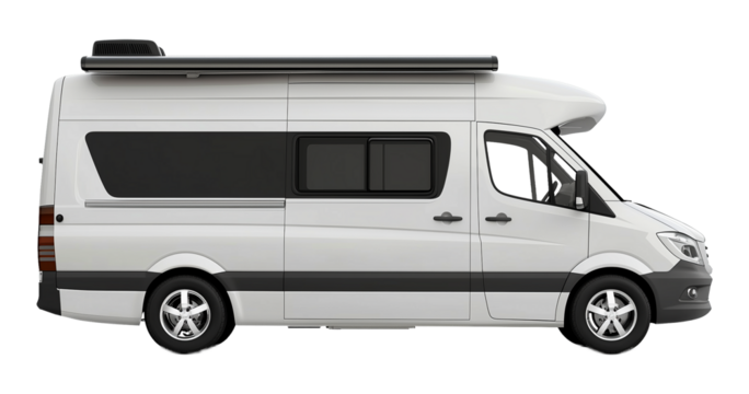 Camper Travel Van Side View Isolated on Transparent Background PNG
