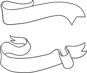A versatile collection of hand-drawn ribbon banners and scroll designs, perfect for adding a decorative touch to titles, text, or graphic elements. These empty outlines are ideal for customization.