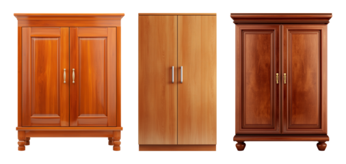 Wooden Cabinet Set Isolated on Transparent Background PNG

