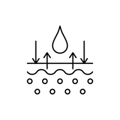 Moisture icon editable stroke. Skin layer absorb water. 