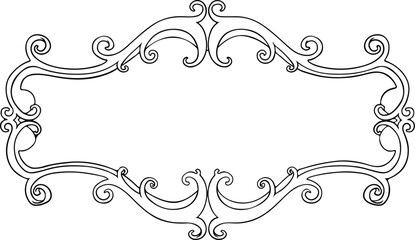 Elegant vintage vector frame and border illustration with graceful, hand-drawn swirls and curves. This decorative element is perfect for classic invitations, labels, certificates, or as a sophisticate