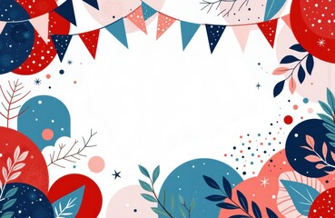 Obraz premium Colorful party banners and decorative elements framing a blank space for text