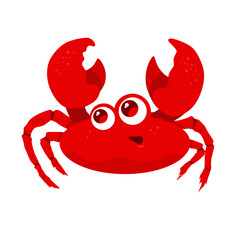 Cute cartoon red crab character - vector illustration
