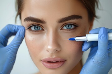Young woman receives laser tattoo removal on shoulder by skilled beautician using advanced equipment