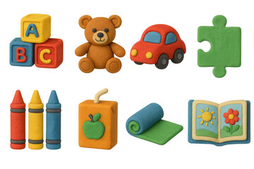 Obraz premium Colorful clay children's toys and educational objects