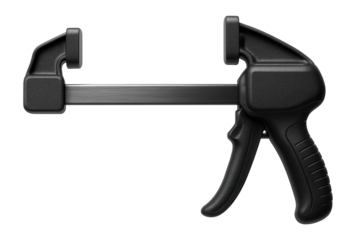 Quick-grip clamp with a pistol grip handle and non-marring pads for home DIY projects.