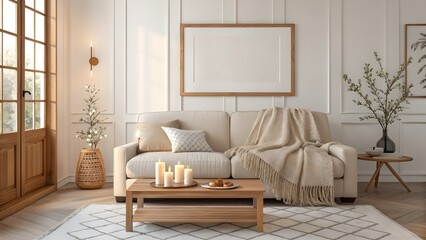 Cozy Living Room Interior Mockup Modern Farmhouse Style