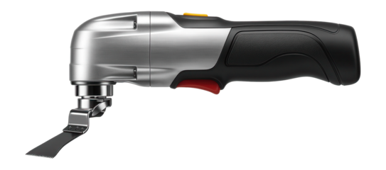 Multi-functional renovator with a plunge cut saw blade for precision carpentry tasks.