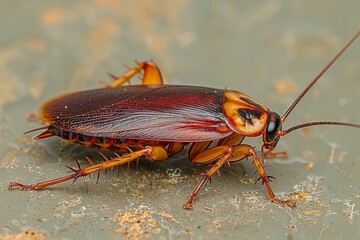 Nocturnal cockroach activity on warm kitchen floor highlights pest problems and hygiene concerns