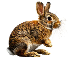 Obraz premium Netherland Dwarf Bunny Standing Alert on Hind Legs, Side View, transparent background png