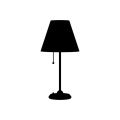 Table lamp silhouette vector flat design.