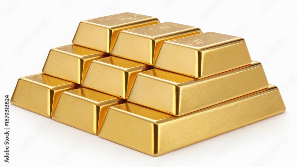Poster a stack of gold bars arranged in a triangular formation, symbolizing wealth and luxury.