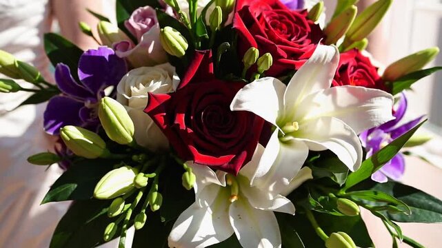 Tightly Framed of Vibrant Arrangement of Flowers for Nuptial Ceremony