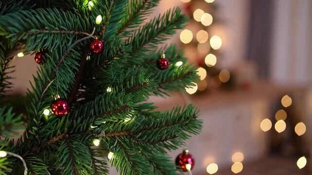 Festive holiday numeral assortment, the digit seven fashioned from evergreen pine tree boughs and foliage