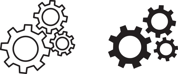 ofvs33 OutlineFilledVectorSign ofvs - gears vector icon . isolated transparent . setting sign