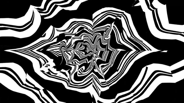 Black and White Optical Art Pattern with Abstract Geometric Designs