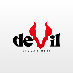 Devil logo design template isolated in white background