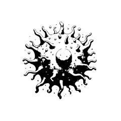 Obraz premium Abstract monochrome illustration representing organic form with radiating elements and central