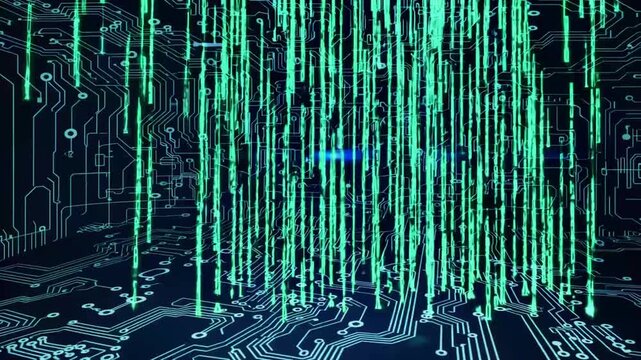 Digital Background Simulating Downpour of Binary Digits