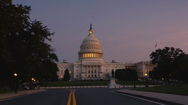 Early Morning Dawn Light Illuminating the United States Capitol Building
