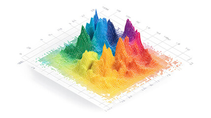 3D Grid-Based Data Table of Annual Market Trends, Minimalist Predictive Analytics Visual for Marketing Reports to Guide Marketing Strategies.