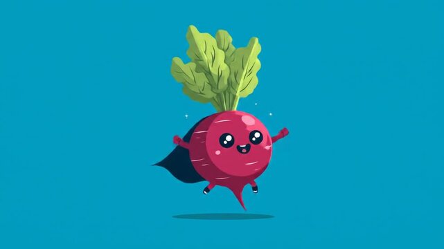 Cute beet superhero illustration