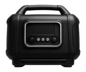 Portable inverter generator with a digital control panel, designed for powering outdoor events.