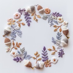 Obraz premium Handcrafted autumn embroidery wreath