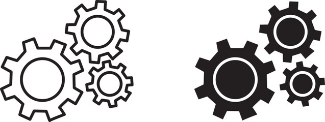 ofvs33 OutlineFilledVectorSign ofvs - gears vector icon . isolated transparent . setting sign