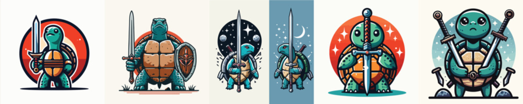 vector of a turtle with a sword