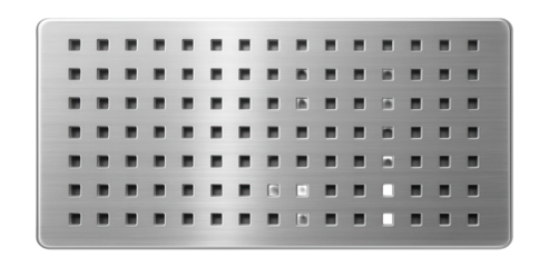 Aluminum perforated panel with a grid pattern for architectural facades.