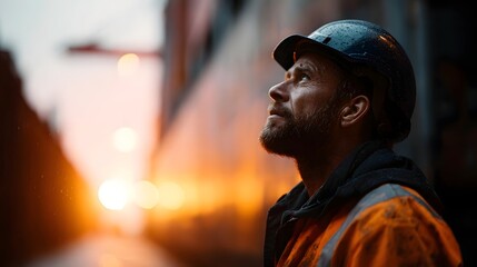 Shipyard worker inspecting cargo containers in port