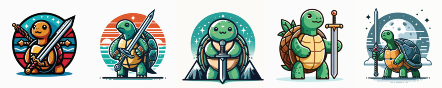 vector of a turtle with a sword
