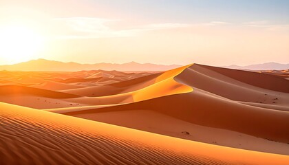 Golden Desert Sunset Dunescape.