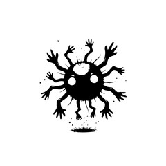 Whimsical spiky silhouette creature with playful arms and a smiley face adds charm to any creative
