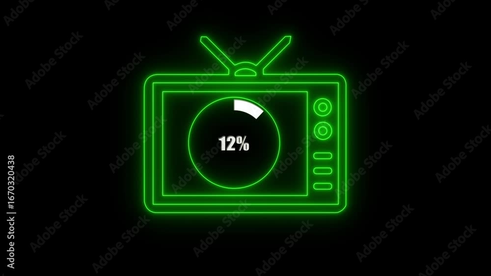 Poster numerical counting from 0 to 12. circular progress bar with bright neon light , countdown animation 