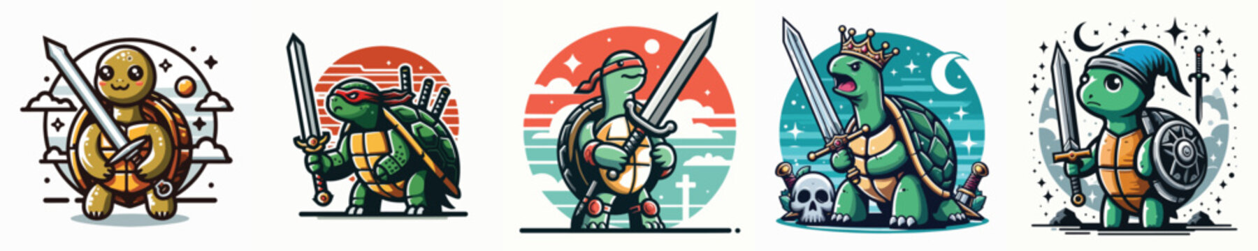 vector of a turtle with a sword