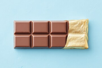 Obraz premium Chocolate bar with bite taken out, revealing creamy filling unde