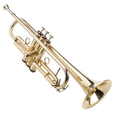 Obraz premium Golden trumpet isolated on transparent background for music and entertainment concepts