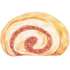 Hand-Drawn Walnut Rugelach, Traditional Christmas Dessert in Watercolor and Colored Pencil Illustration Style