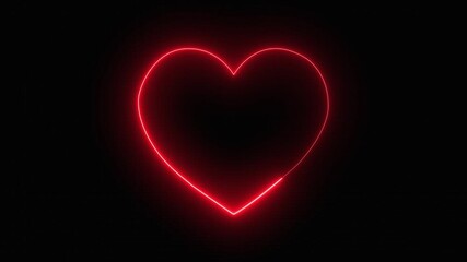 Abstract neon love signal icon animation, love heart animation isolated on black background. neon heart beat with love icon animation on a black background. - Powered by Adobe
