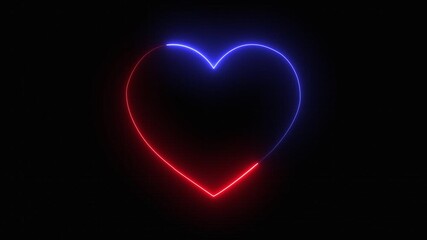 Abstract neon love signal icon animation, love heart animation isolated on black background. neon heart beat with love icon animation on a black background. - Powered by Adobe