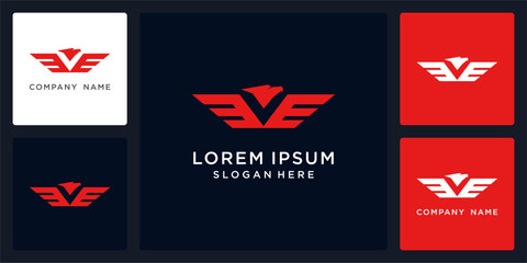 Eagle logo design with head and wing abstract