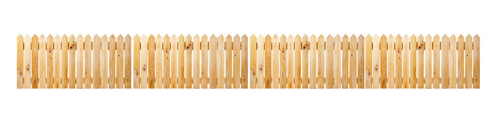Wooden fence with pointed tops arranged in a continuous row, highlighting natural wood texture and craftsmanship for landscaping and outdoor design projects