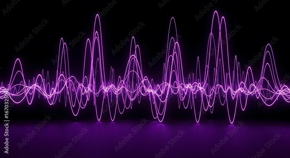 Poster vibrant purple energy waves flowing across adark background creating adynamic and captivating visual