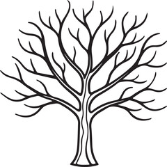 Elegant bare tree line art autumn and fall season vector illustration
